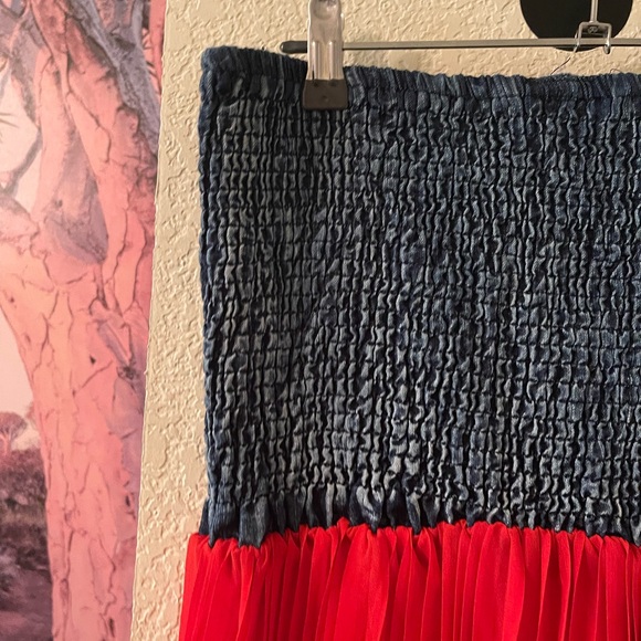 Plus Size Womens oranges/jean look strapless flowy dress size 3X pre-owned - Picture 5 of 13